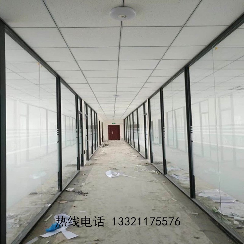 宁波办公室隔断墙磨砂玻璃隔断钢化高隔断百叶高隔间铝合金隔断