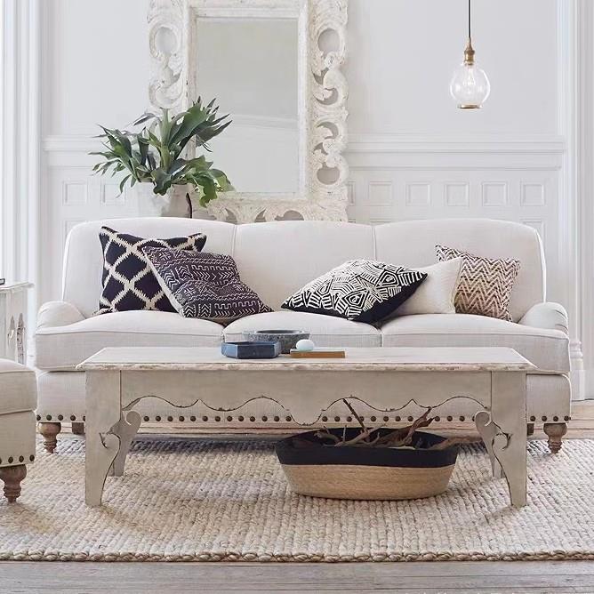 【折扣价】美式三人位沙发意式高端棉麻布艺客厅沙发现代简约别墅