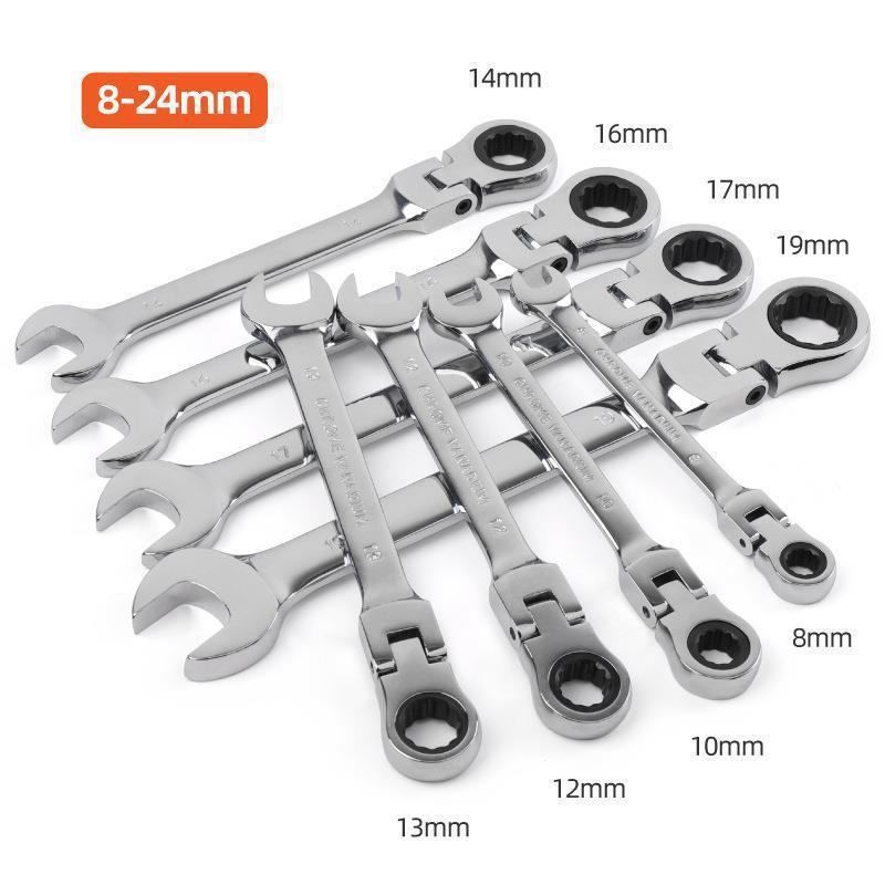 【折扣价】17件套棘轮扳手梅花开口自动扳手刺轮荆轮6-24mm快速扳