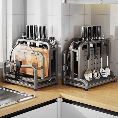 菜板菜刀二合一置物架厨房刀架置物架多功能家用菜刀锅盖砧板筷子