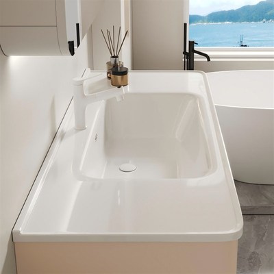 落地浴室柜下半部分单独柜体不带镜子陶瓷一体盆洗手脸盆柜洗漱台