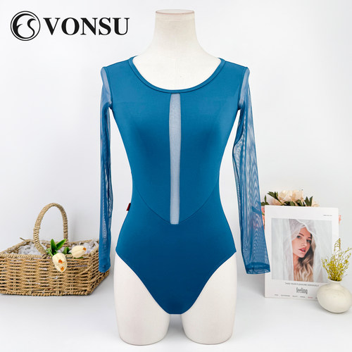 梵舒女蔚蓝显瘦芭蕾练功服体操服