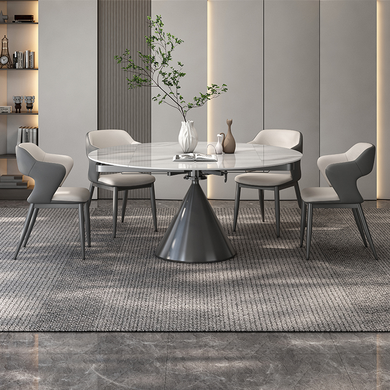 梵普森2023新款旋转伸缩圆桌依诺岩板餐桌意式现代简约小户型家用