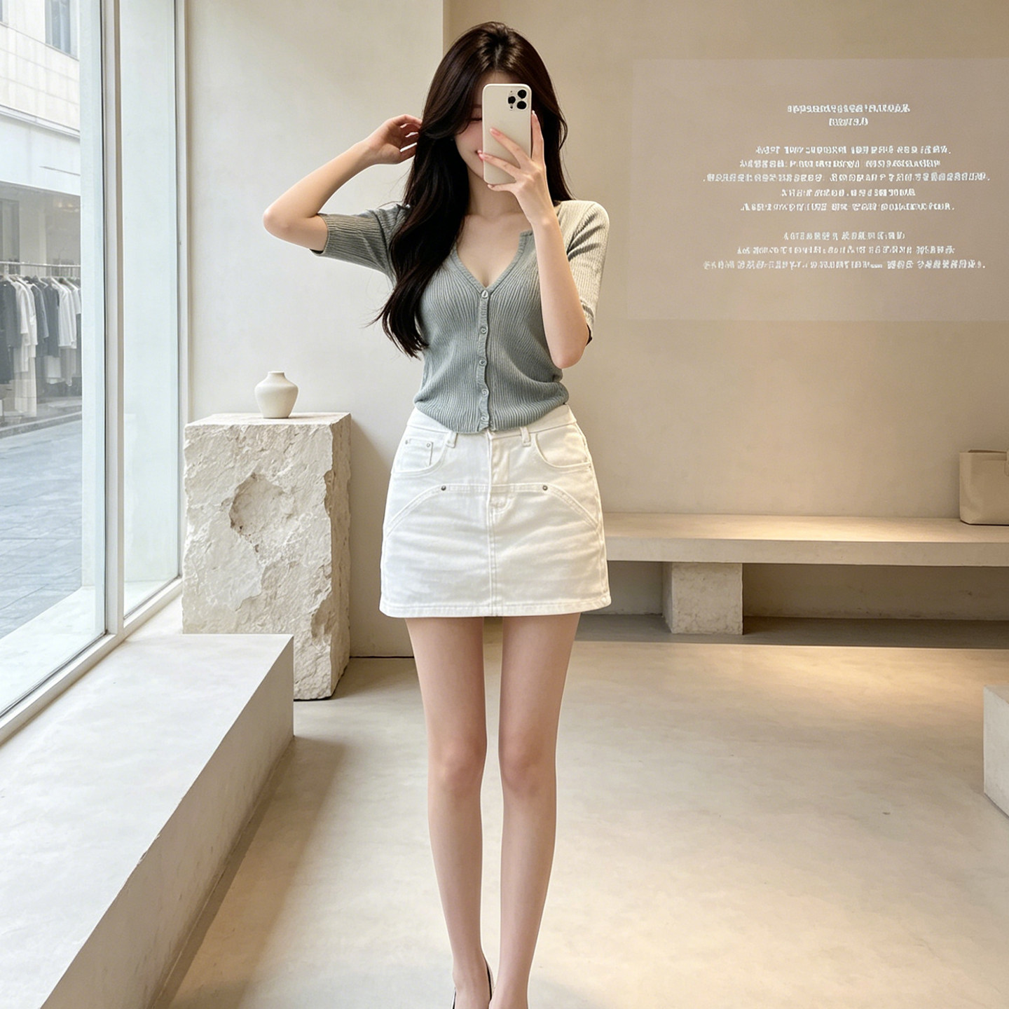 YanHe白色牛仔半身裙女短裙夏2026新款包臀裙今年流行裙子小个子