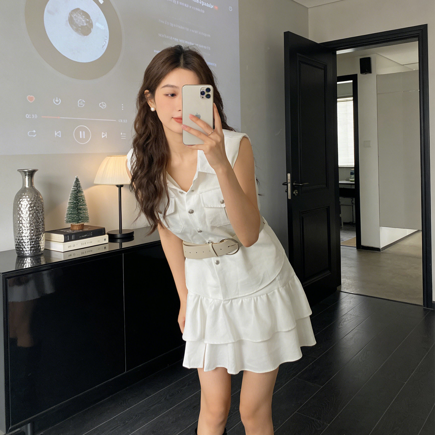 YanHe 半身裙套装女白色背心马甲2026新款裙子两件套辣妹休闲夏季