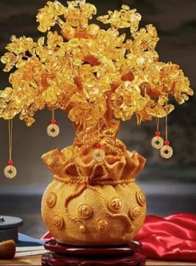 摇钱发财树招财前台乔迁客厅电视柜新年装饰花器新居酒柜