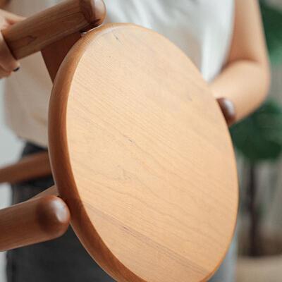 实木圆凳子化妆凳家用餐凳可叠放客厅小凳子矮凳木板凳橡木樱桃木