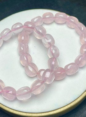 天然粉晶随形手链单圈女款粉水晶随意型手串简约温柔饰品礼物