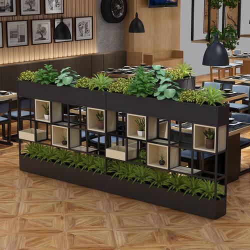 美式工业风铁艺绿植花架子围栏卡座餐厅办公室落地屏风隔断置物架