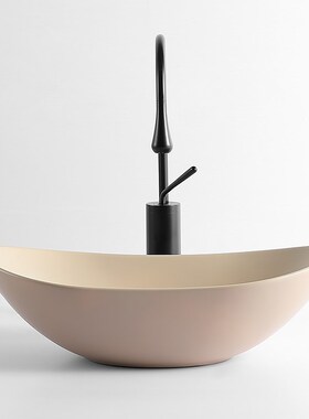 元宝台上盆哑光橙色家用卫生间洗漱盆陶瓷洗手盆单盆酒店台盆绿色