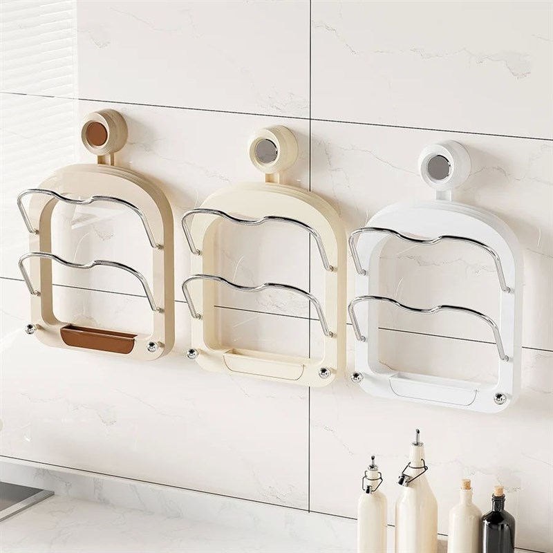 1pcs Suction Cup Pot Lid Rack, Wall Mounted Holder for Pot L