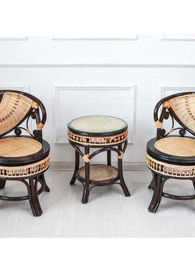 简约藤编织椅子休闲椅户外阳台小茶桌椅组合藤椅三件套装滕椅单人