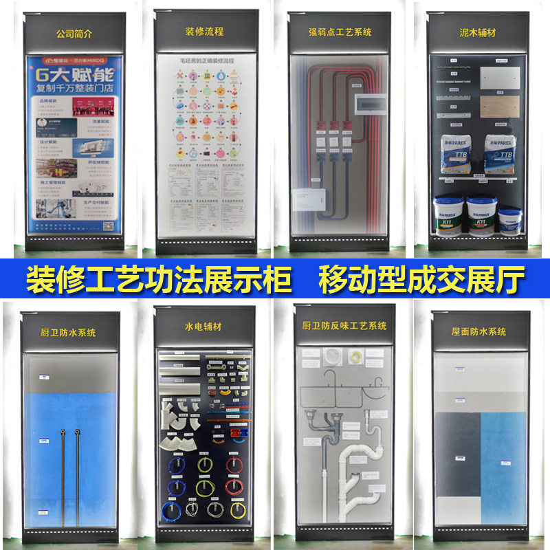 定制工艺系统展柜装修公司水电木瓦展示柜多功能可移动材料展示架