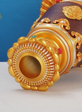 手摇转金筒底座大号树脂莲花座摆件转轮底座招财箭转金桶转筒底座