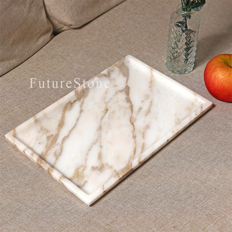 轻奢天然鱼肚金大理石长方托盘浴室瓶置物盘珠宝首饰收纳,家居饰品,香薰托盘,淘宝优惠券,粉丝福利购,淘宝优惠卷