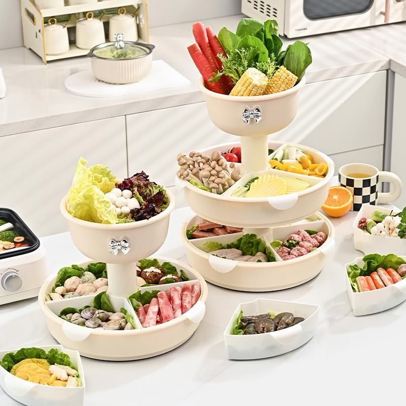 火锅配菜盘蔬菜拼盘沥水篮分格可旋转洗菜盆家用厨房餐具组合,餐饮具,果盆/果盘/果篮,淘宝优惠券,粉丝福利购,淘宝优惠卷