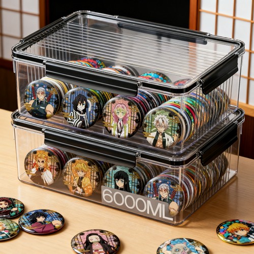 吧唧收纳盒高透密封防潮