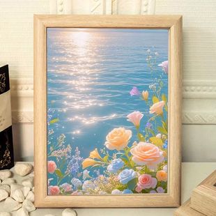 风景治愈大海6寸装饰画相框定制宿舍桌面小摆件送朋友闺蜜礼物