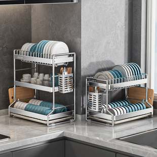 304不锈钢碗碟收纳架碗盘沥水厨房置物架多功能放碗碟碗盘子碗架