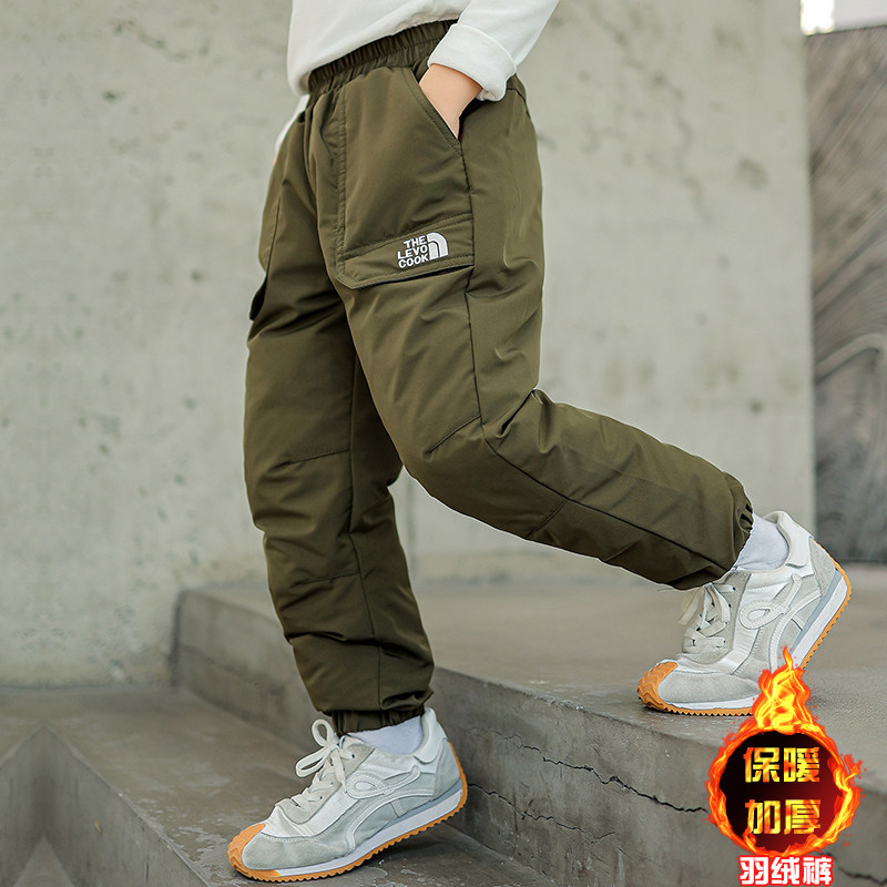 男童羽绒裤白鸭绒休闲裤中大童宽松加厚保暖长裤儿童羽绒裤子外穿