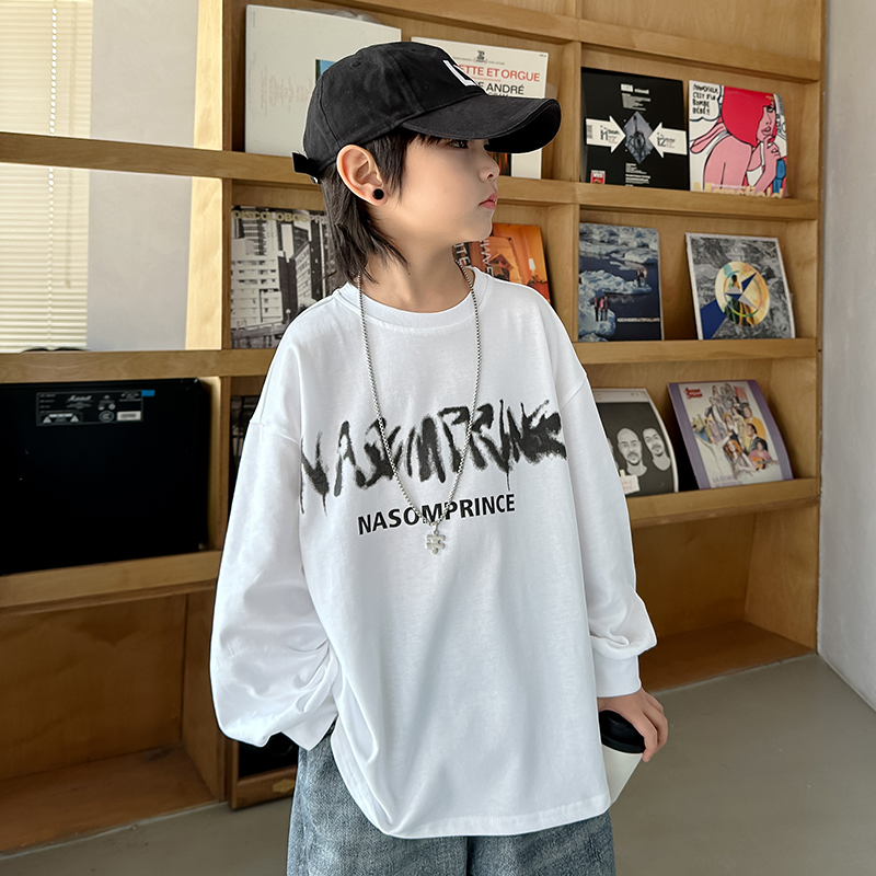男童秋季长袖T恤韩版2025春秋新款中大童装秋装儿童打底衫痞帅潮t