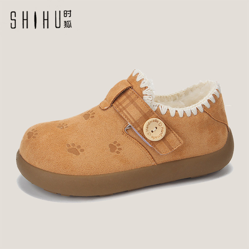 时狐蓓尔韩版休闲加绒勃肯鞋女25冬季新款勃肯鞋懒人一脚蹬加绒鞋,女鞋,棉鞋,淘宝优惠券,粉丝福利购,淘宝优惠卷