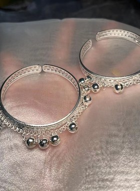 苗铃铛手镯简约百搭首饰品一步一响手链汉服配饰苗疆女民族风手镯