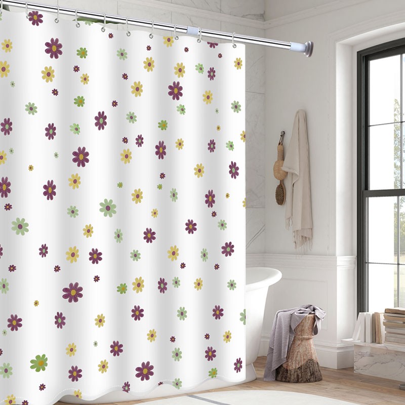 浴室浴帘布卫生间防水防霉隔断帘浴帘套装伸缩窗帘挂帘门帘