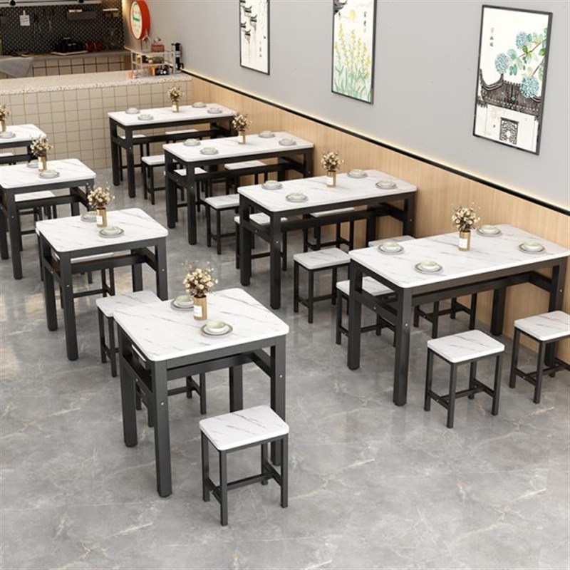 早餐饭店桌椅组合餐饮商用面馆餐桌快餐厅食堂小吃四人长方形桌子