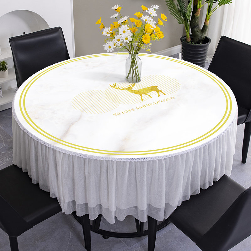 圆桌桌布家用布艺圆形台布阳台圆茶几桌垫防水餐桌布盖巾定制
