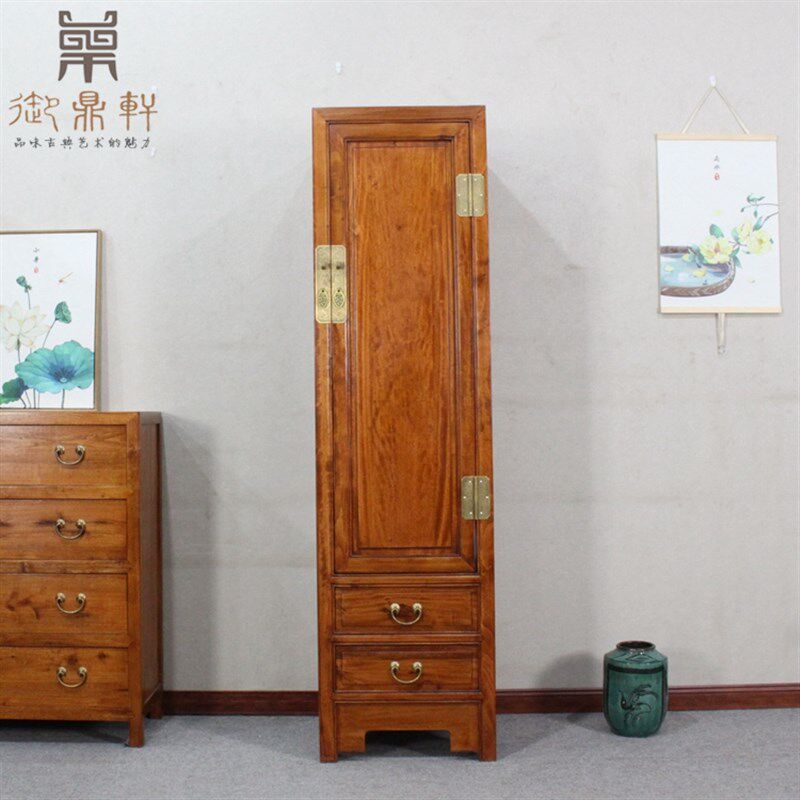 香樟木衣柜单门c小户型窄儿童单人独柜子收纳储物橱原实木家具