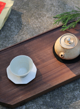 托盘黑胡桃木新中式实木瓷器简约果盘茶具茶盘茶室干泡台