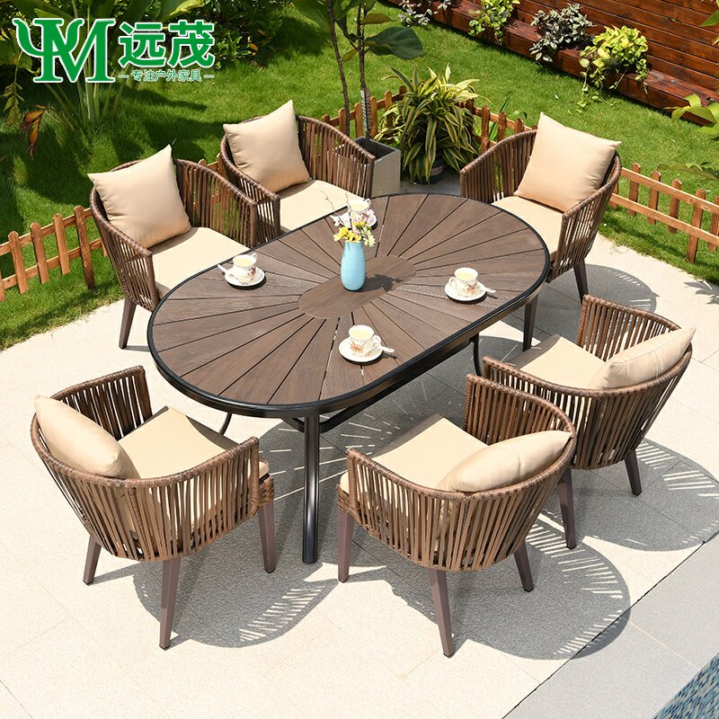 远茂网红户外休闲桌椅塑木防腐木桌子组合庭院露天室外餐桌椅