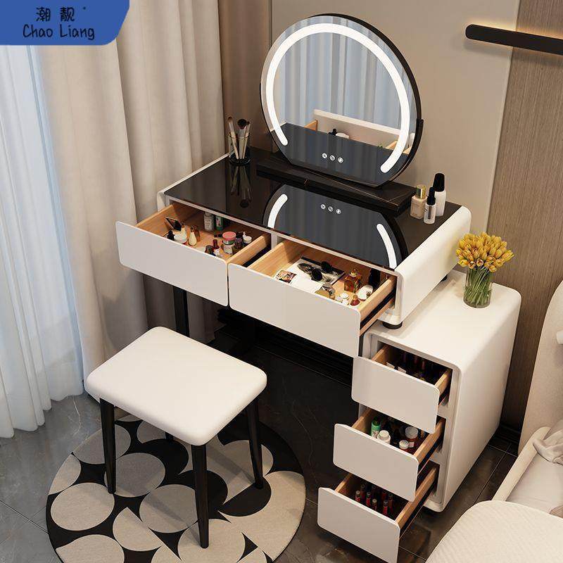 2025新款卧室真岩板一体梳妆台床头柜化妆桌现代简约化妆台小户型,居家布艺,入户地垫,淘宝优惠券,粉丝福利购,淘宝优惠卷