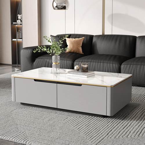 my简约长方形岩板茶几轻奢现代客厅家用多功能小户型感茶几桌子