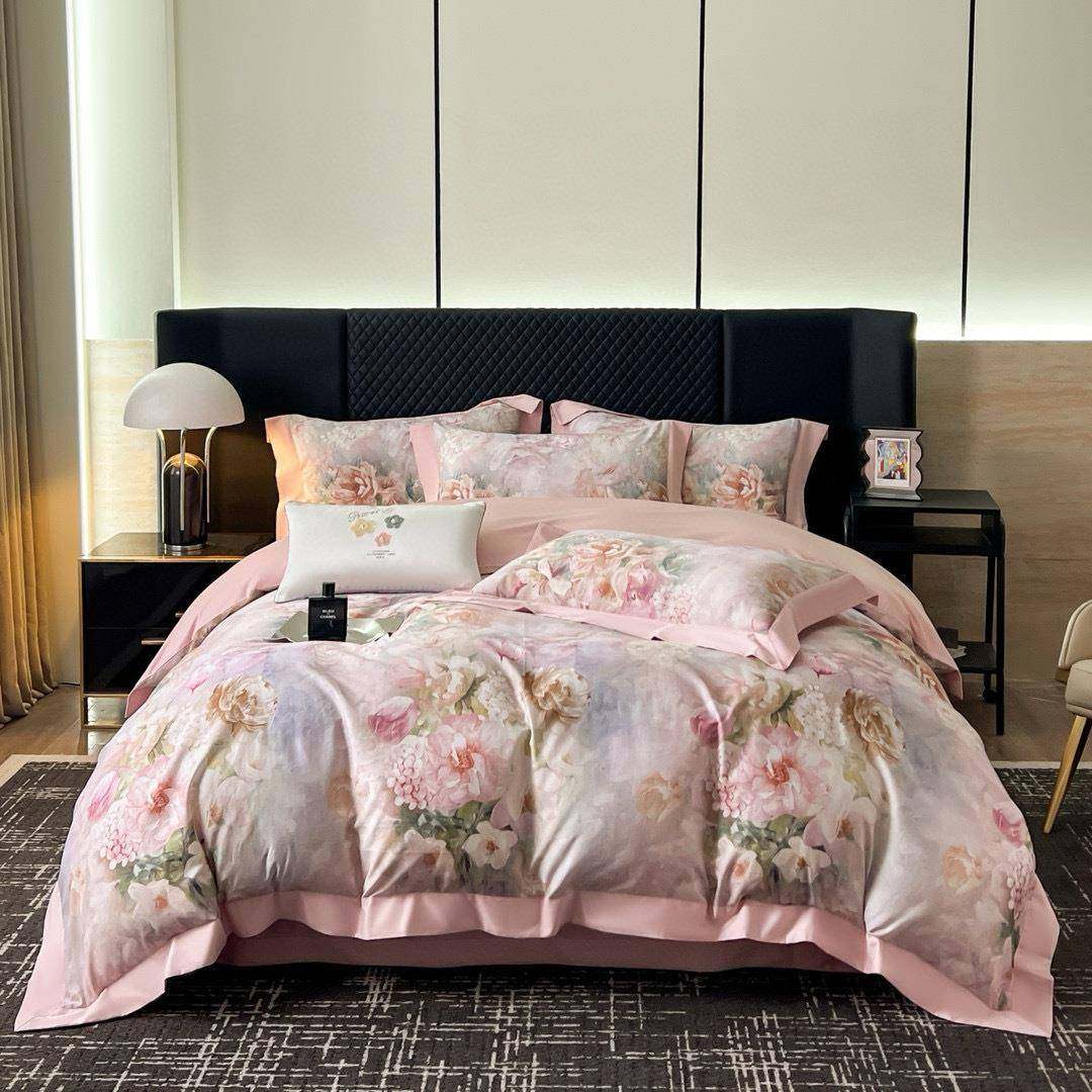 100支阿克苏花卉长绒棉数码印花四件套纯棉全棉被套床单美式高档,居家布艺,入户地垫,淘宝优惠券,粉丝福利购,淘宝优惠卷