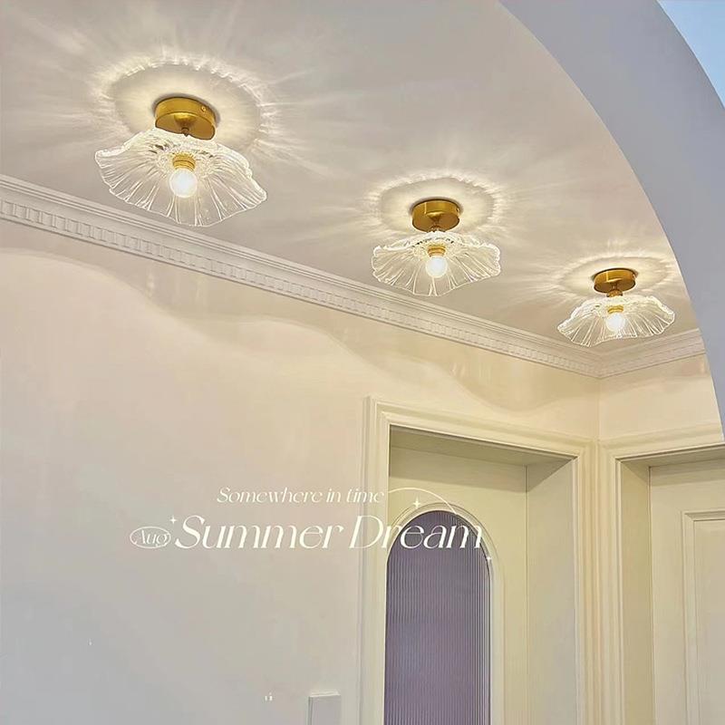 过道灯简约进门入户玄关灯北欧阳台走廊衣帽间卧室日式玻璃吸顶灯