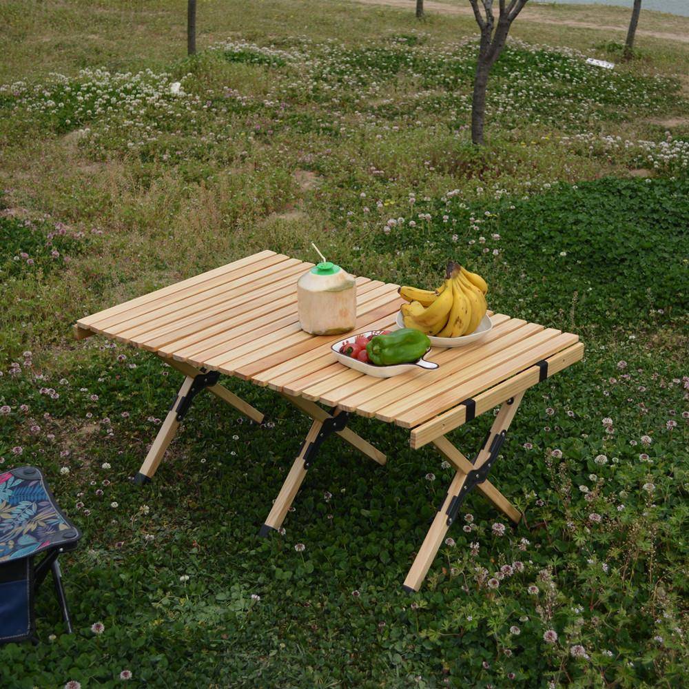 露营蛋卷桌可折叠户外便携烧烤桌子自驾游旅行木制蛋卷桌