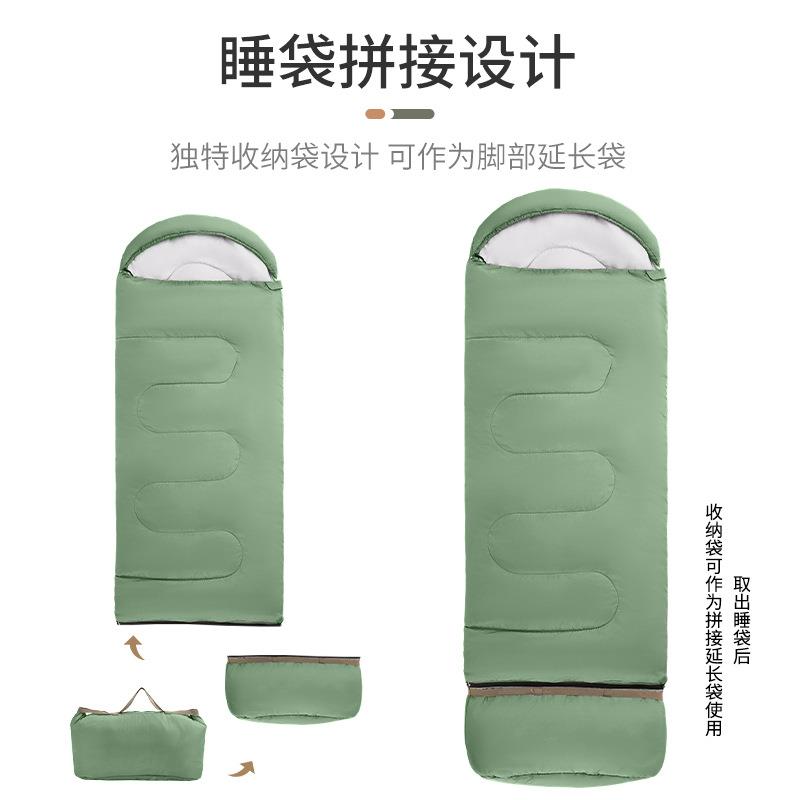 户外睡袋成人信封式便携露营睡袋加厚防寒秋冬办公室午休保暖睡袋