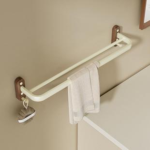 美拉德浴巾置物架高端实木毛巾架双杆免打孔壁挂式浴室厕所卫生间