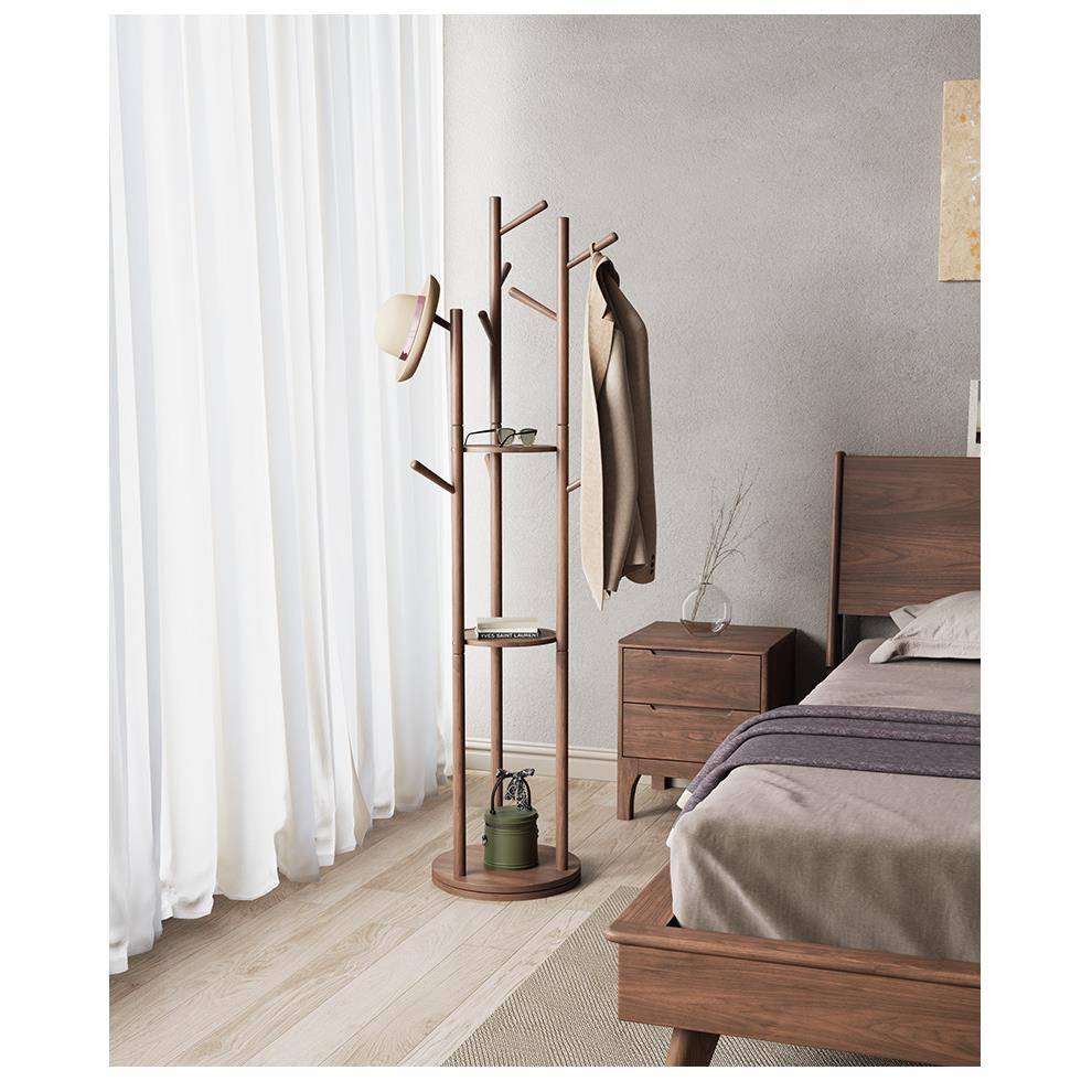 全实木衣帽架衣架落地卧室家用置物架立式衣服架子客厅挂衣架