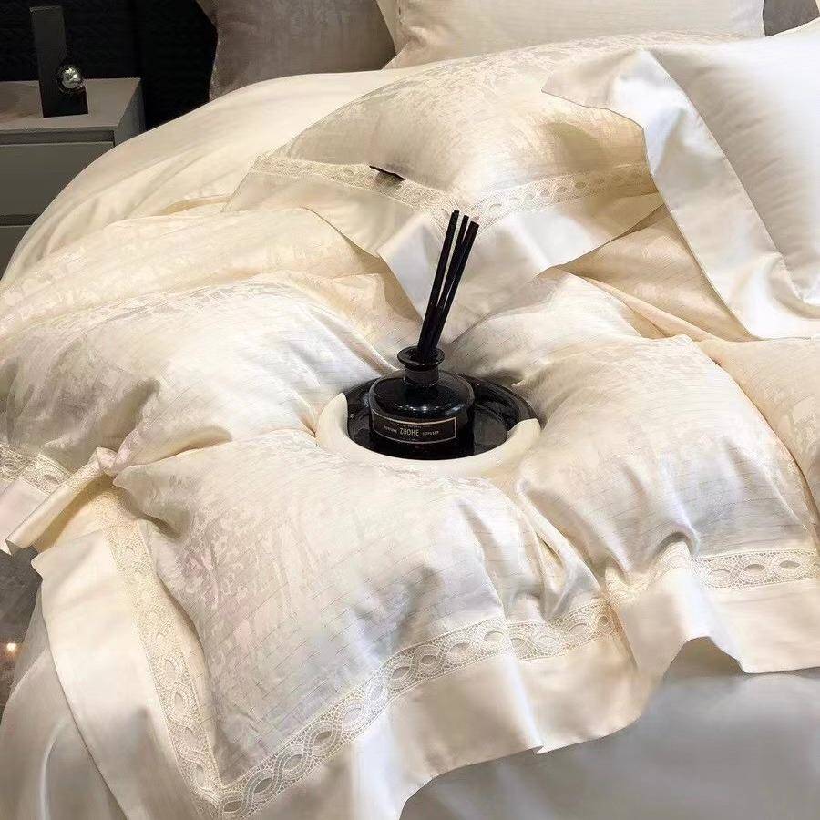 秋冬新品轻奢风高支密天丝棉四件套柔软提花复古被套床单床上用品