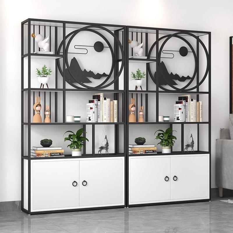 铁艺置物架办公室收纳展示架简易书柜中式博古架客厅书架多层隔断
