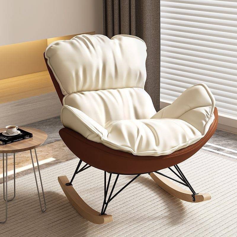 北欧休闲椅摇摇椅午睡懒人沙发科技布网红椅
