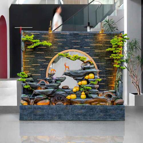 流水摆件循环水客厅水幕墙屏风葫芦景观装饰品招财风水轮假山喷泉