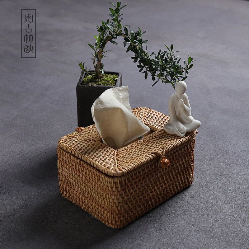 藤编手工纸巾盒餐巾纸盒收纳盒家用客餐厅创意长方形新中式抽纸盒,收纳整理,纸巾盒,淘宝优惠券,粉丝福利购,淘宝优惠卷