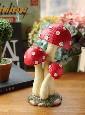 欧式田园 树脂蘑菇摆件 创意可居装饰品