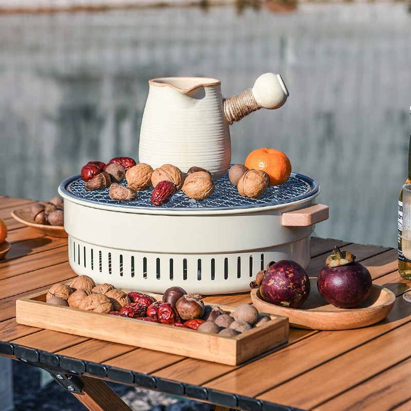 围炉煮茶桌子多功能露营烧烤炉室内无烟炭火炉户外烧烤取暖炉套餐