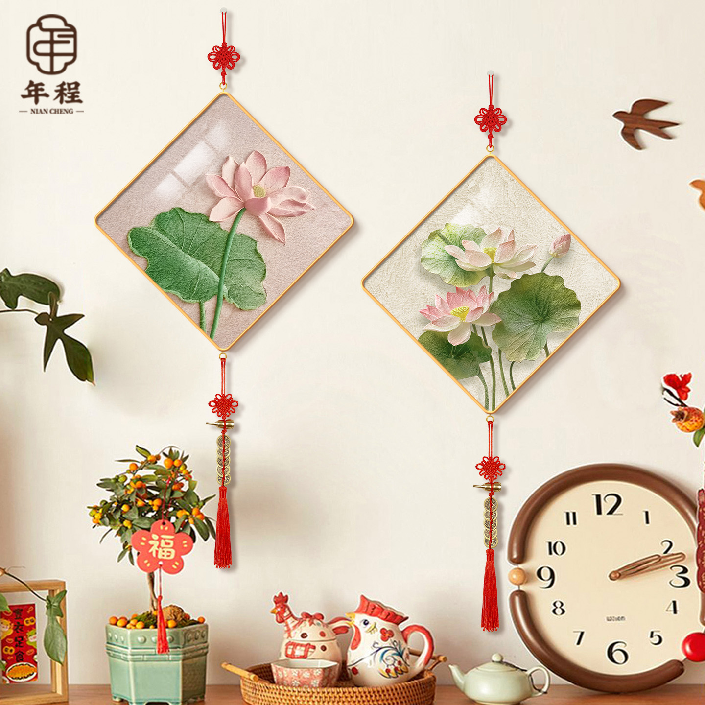 【新款热销】荷花莲叶装饰画挂件