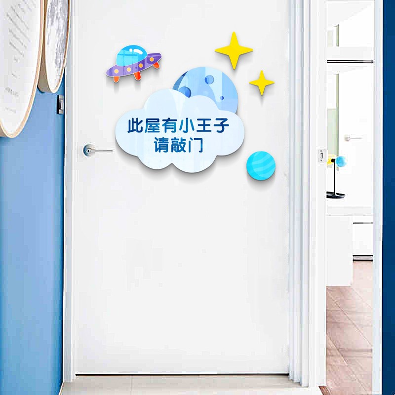 儿童房个性可爱装饰幼儿卧室房门立体贴画学生励志标语书房门贴画图片